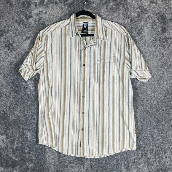 Kuhl Shirt Mens Large Striped Short Sleeve Button Front Suncel Hiking - Picture 1 of 6